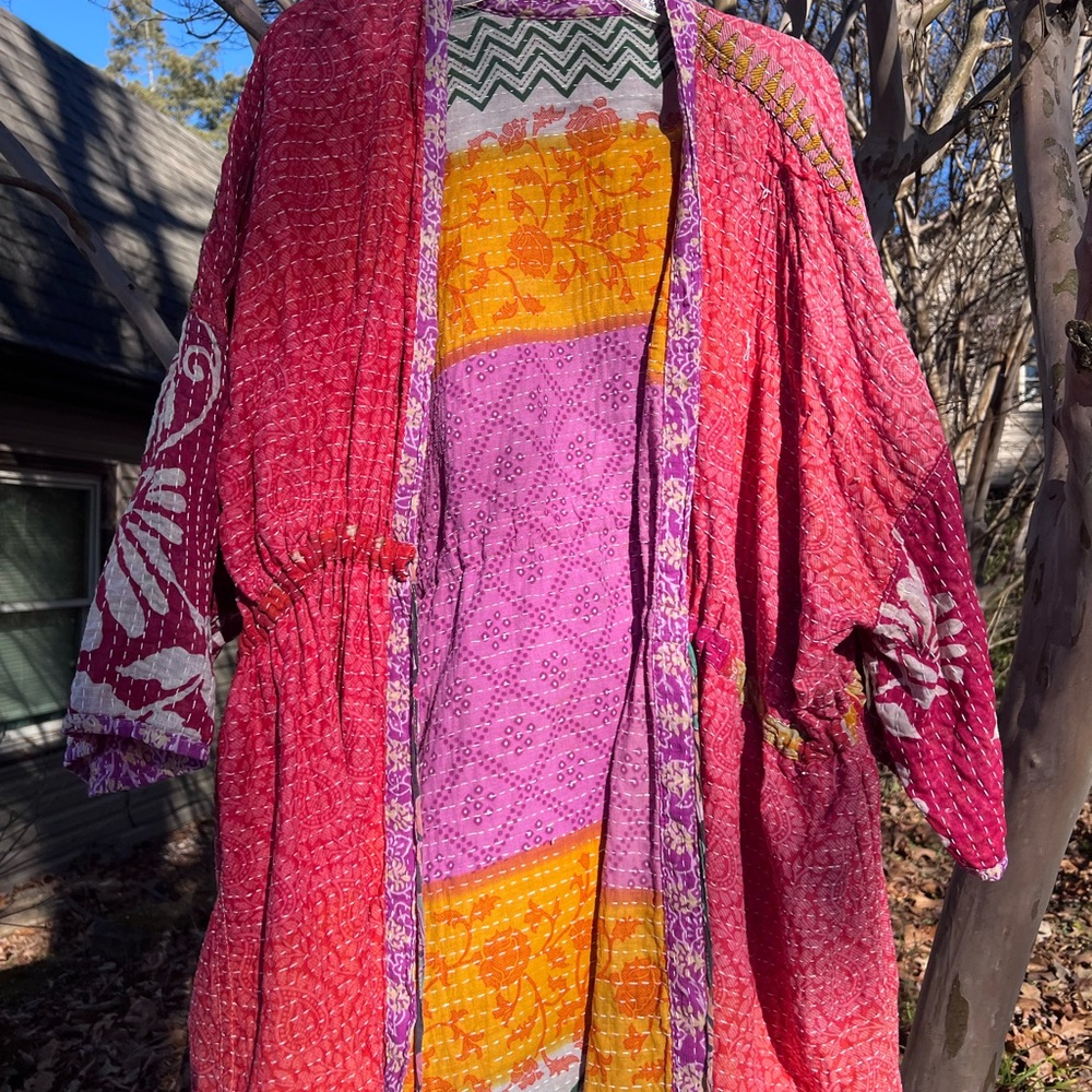 Bohemian Lavender & Yellow Patchwork Kimono Jacket - Picture 4 of 5